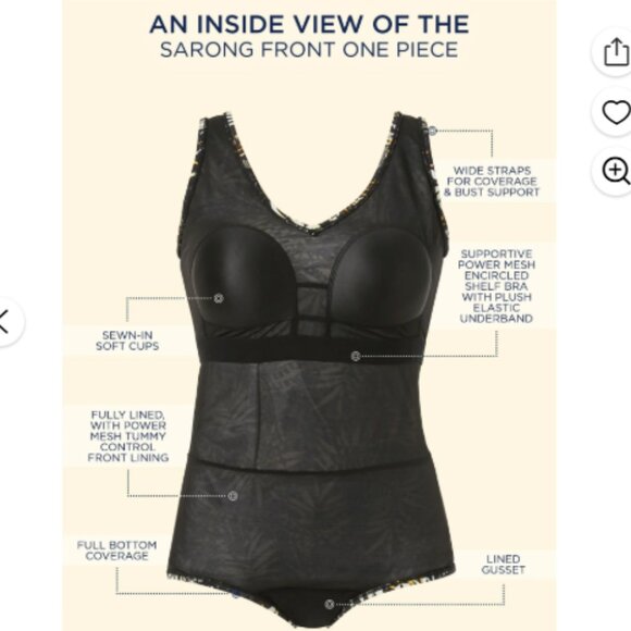 Swimsuits for All Sarong Front One Piece Swimsuit Plus Size 32 - Picture 6 of 8